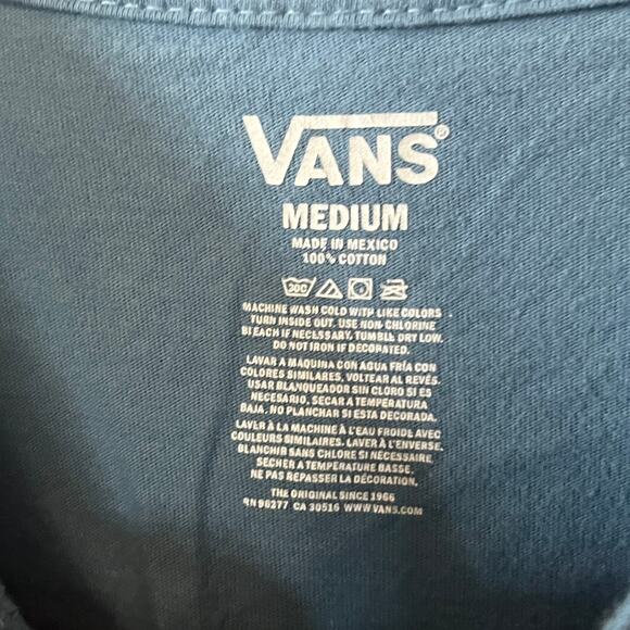 Vans T Shirt Off the Wall Long Sleeve Blue Cotton Knit Casual Skater Spring M - Picture 4 of 4